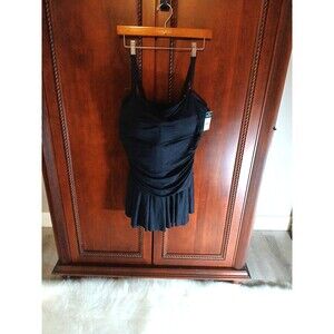 NWT's Lauren Ralph Lauren Women's Size 22W Black 1 Piece Swimdress Silver Logo